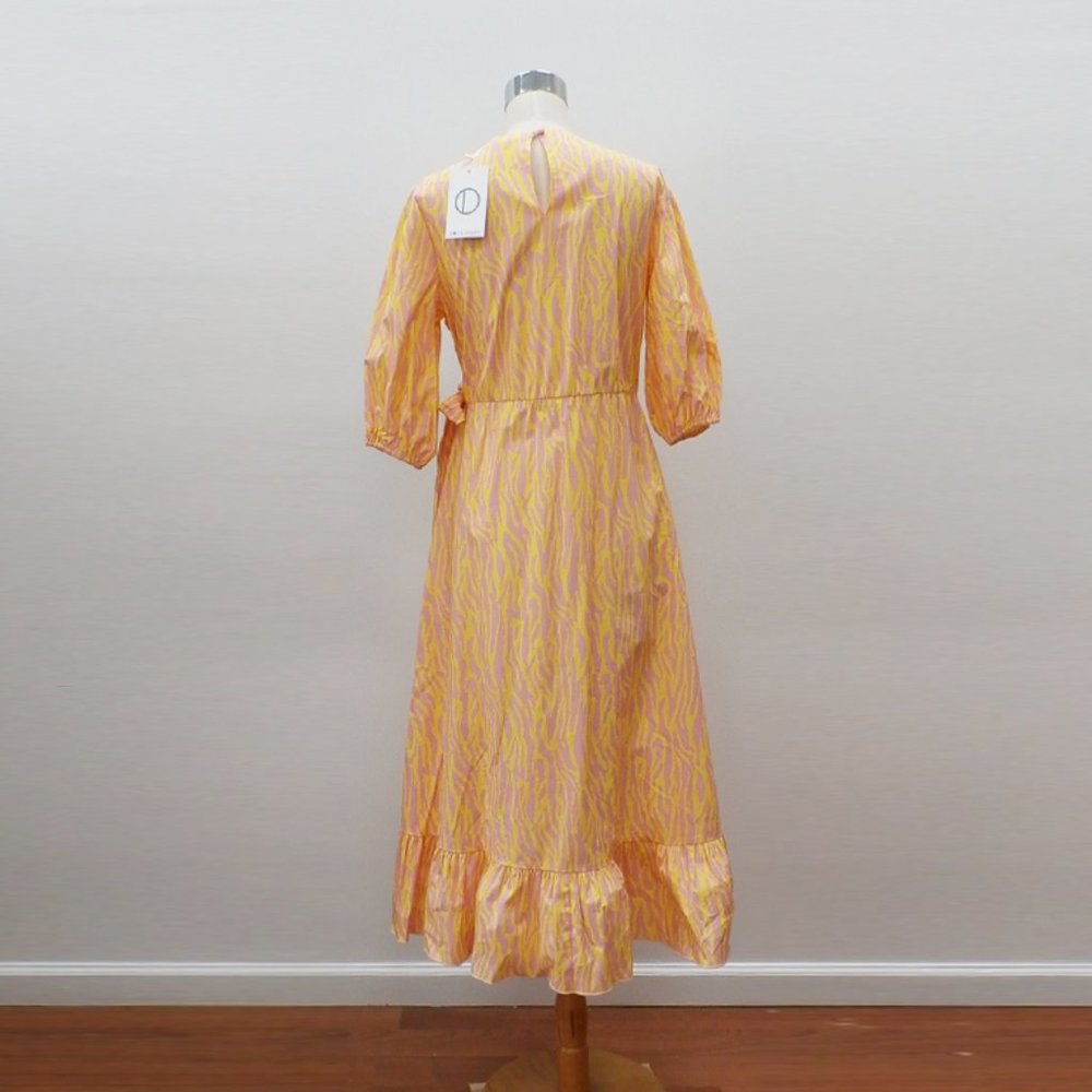 Zebra Print Ruffle Hem Wrap Dress (Sample) - Picture 4 of 5